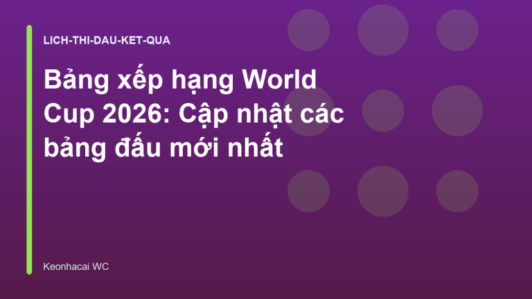 Bảng xếp hạng World Cup 2026: Cập nhật các bảng đấu mới nhất
