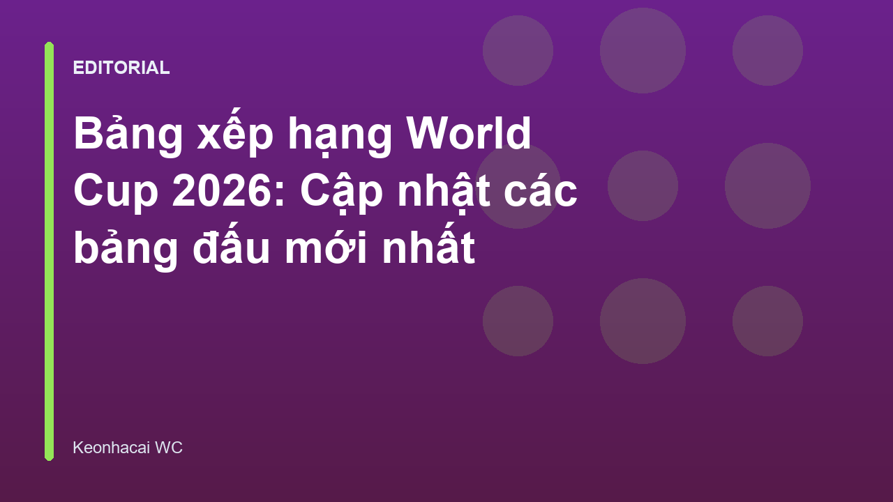 Bảng xếp hạng các bảng đấu World Cup 2026